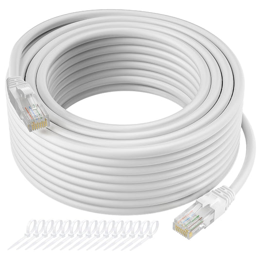 Cat5e 300 5e RJ45 PS5 15 Ethernet Cable FT, Long Cat Internet Cable, White Snagless Patch Cord, Flexible, Network, LAN