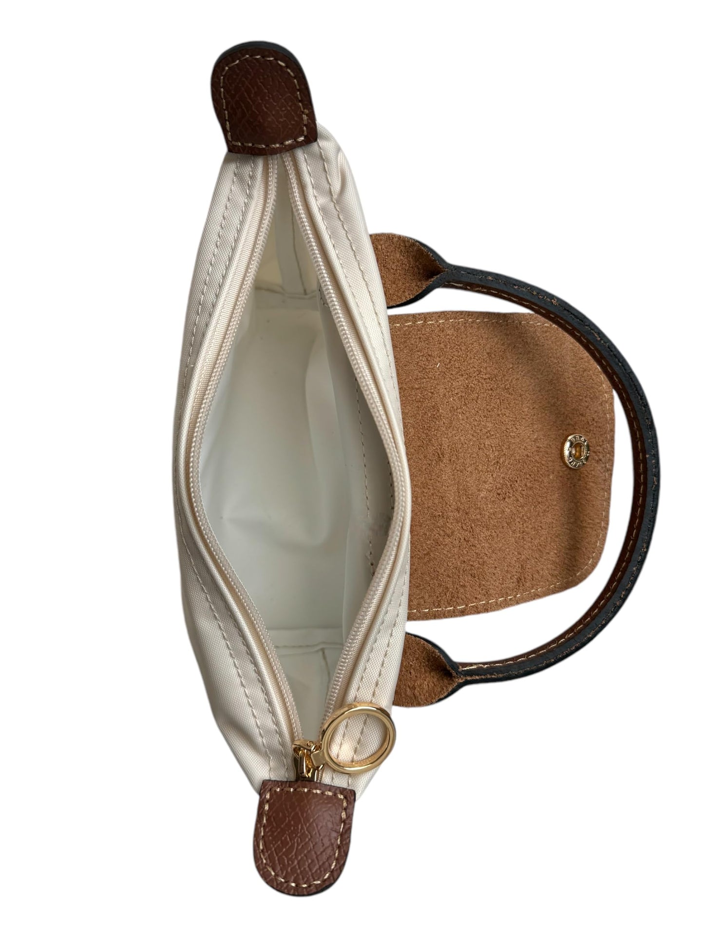 Mini Crossbody Bag | Genuine Leather Trimming | Snap & Zipper Closure | Fashionable | Water resistant | Phone Pouch | Lightweight | Cosmetic Bag | Adjustable Strap Included (Cream)