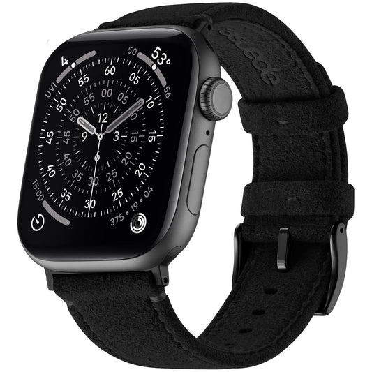 Bandletic Suede Leather Band Compatible with Apple Watch Bands for Men Women, Soft Strap for iWatch Ultra 3 2 Band 49mm, Series 11 10 (46mm), 9 8 7 (45mm), SE3 SE2 SE 6 5 4 (44mm), 3 2 1(42mm), Black