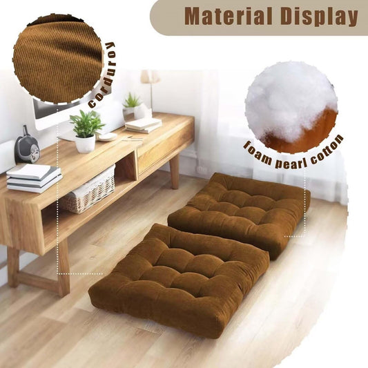 Gfobip Floor Pillows Set Square Chair Cushion Pad Tufted Seat Cushions for Living Room Balconies Office Wine Red 18x18in