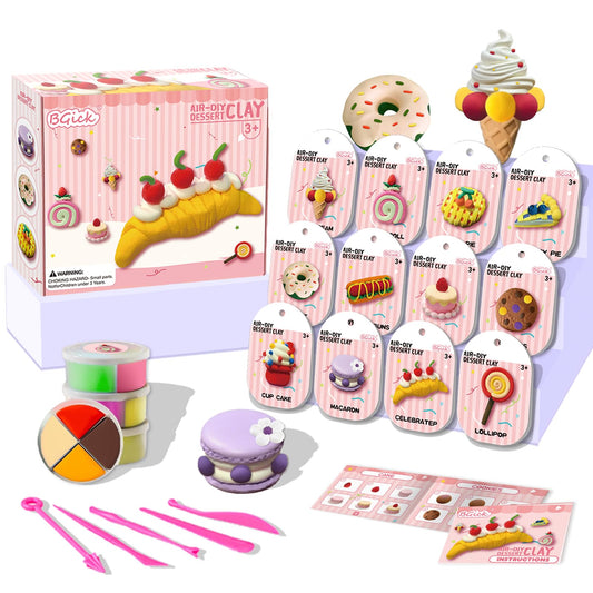 Air Dry Clay for Kids, Cake Themed, DIY Model Magic Clay with Sculpting Tools and Tutorials, 12 Boxes Modeling Magic Soft Clay Art Sculpting Supplies, Arts and Crafts Gift for Kids