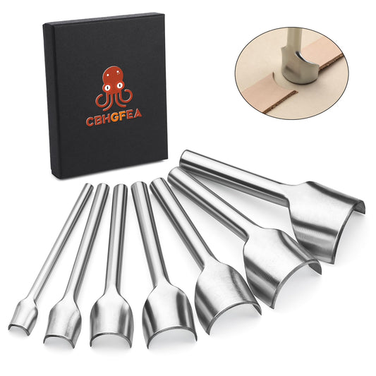 CBHGFEA 7 PCS Leather Corner Punch, Half-Round Cutter Leather Tools, Corner Cutter, 10-40 mm Half Depth Round Cutter Punch Set for Crafting Strap Belt, Wallet, Bag and DIY Leathercraft Projcts