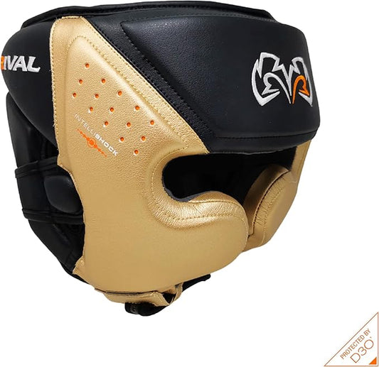 RIVAL Boxing RHG10 Intelli-Shock Headgear, D3O Front and Side Padding, Hook and Loop Back Adjustment with Lace on Top, and Anatomical Rear Head Pad Every Time