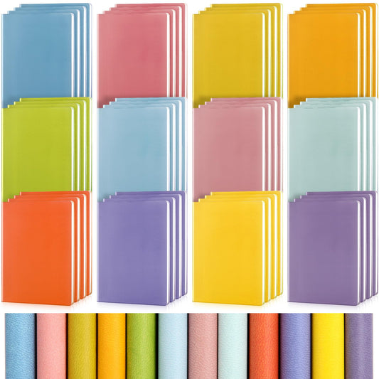 PerKoop 48 Pcs A6 PU Leather Journals Notebook Bulk Lined Journal Soft PU Leather Cover Ruled Writing Notebook for Home Office School Business 128 Pages 5.7 x 3.7 Inch (Pastel Color)