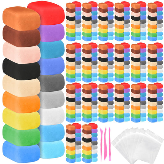 Poen 120 Pcs Air Dry Clay Kit with Sculpting Tool 24 Colors DIY Modeling Clay, Non-Sticky Soft and Light, Arts and Crafts Gift for Adults Artists