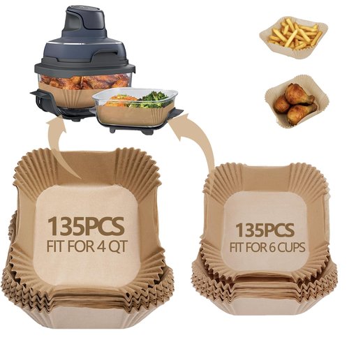 Air Fryer Liners for Ninja Crispi, 270PCS Disposable Paper Liners for Ninja Crispi 4-in-1 Portable Glass Air Fryer Cooking System, Parchment Paper Containers