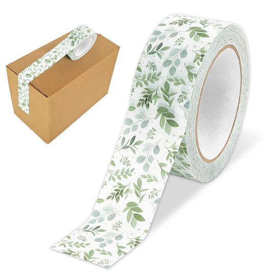 Whaline 109 Yard Greenery Packing Tape Eucalyptus Leaves Decorative Duct Tape Watercolor Wrapping Tapes for Spring Small Business Sealing Gift Boxes Mail Carton DIY Crafts