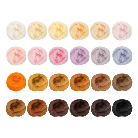 uxcell 72Pcs 24 Colors Needle Felting Wool - Nature Fibre Wool Yarn Roving Needle Felting Hand for Wool Felting Yarn Supplies DIY Craft Materials (3g/Pack, 3Pack/Color)