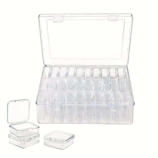 Lhazemu Bead Organizer Box 31-Piece Contains Forty Label Sheets Small Beads Storage Cases and Plastic Container with Hinged Lids Containers for Jewelry Making, Bracelet Crafts and DIY Projects