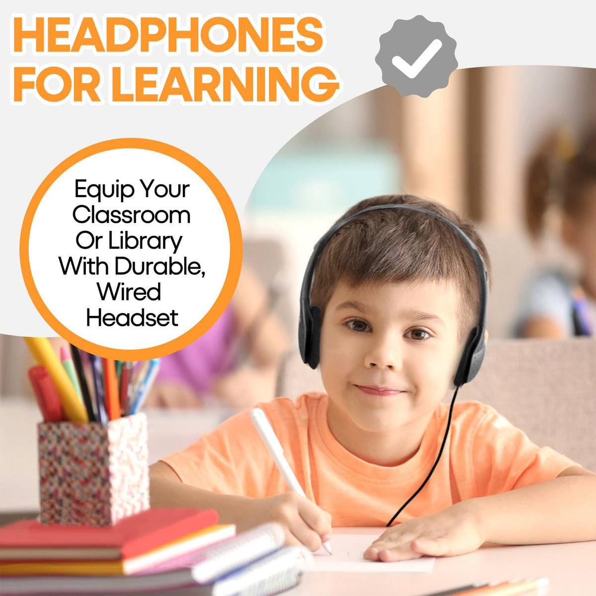 12 Pack Set (HY857,12 Kids Headphones Bulk for Classroom School Students, Durable Wholesale Class Headphones for Kids