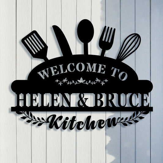 Personalized Metal Kitchen Signs, Personalized Kitchen Wall Decor, Custom Kitchen Name Sign, Modern Farmhouse Kitchen Decor, Housewarming Gifts