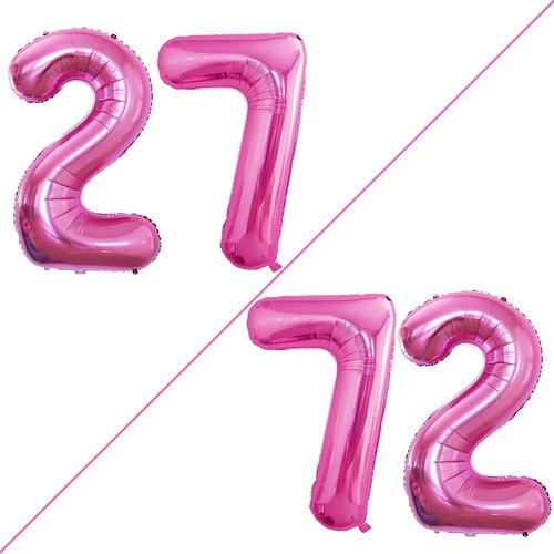 GOER Jumbo 27 Balloon - 42 Inch Hot Pink Foil Helium for 27th Birthday Party Decorations