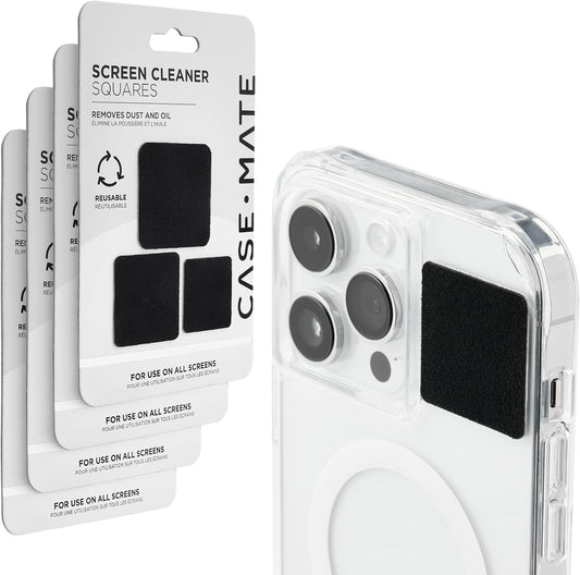Case-Mate [4 Pack] Screen Cleaner Squares - Peel & Stick Reusable, Washable Microfiber Cleaning Cloth/Wipes for iPhone