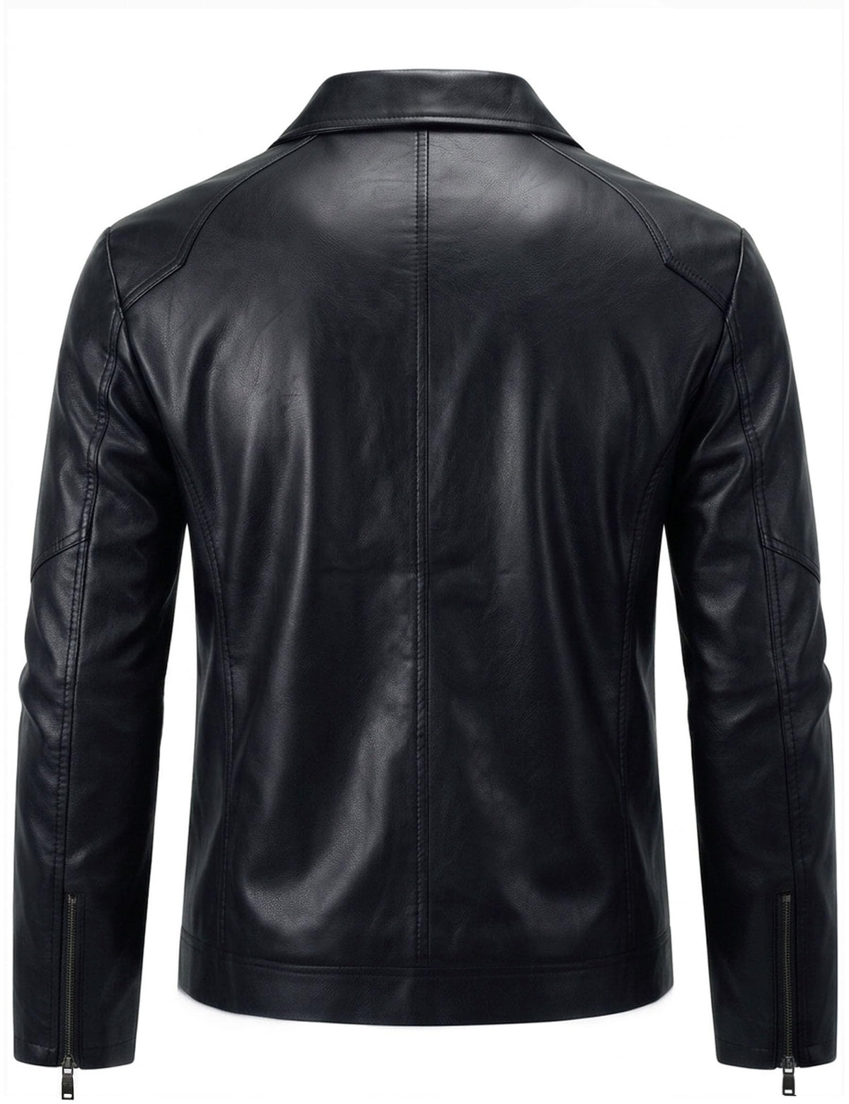 Zbrandy Mens Leather Jacket Faux Leather Motorcycle Jackets Turn Down Collar Biker Coat Outwear Black M