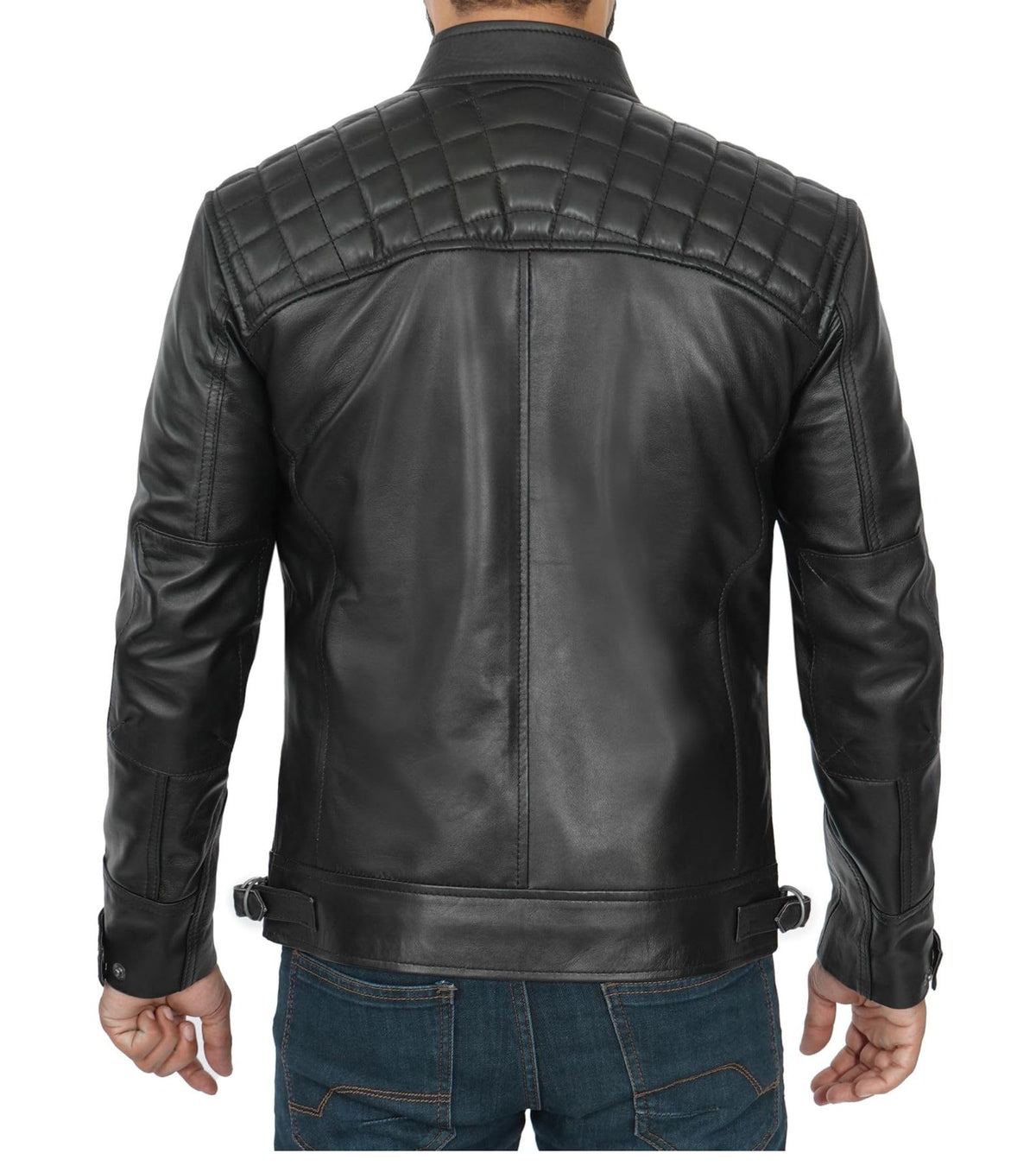 Decrum Leather Biker Jacket - Mens Leather Jackets | [1100094] Diamond 1 Black, L