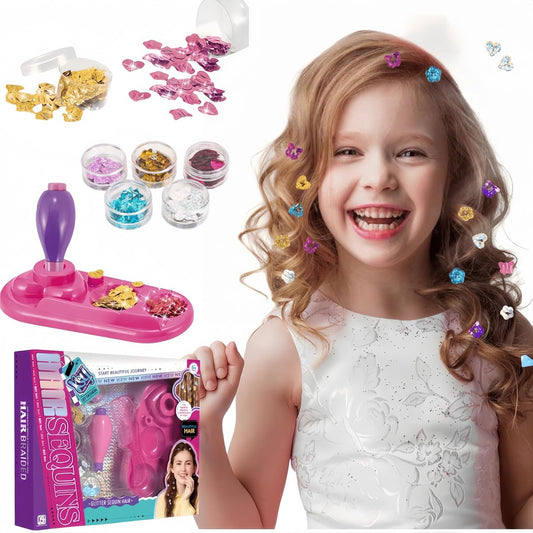Bling Hair Gem Stamper Kit for Girls, Easy Hair Bedazzler with Reusable Colorful Gems, Safe Hair Styling Tool Toy for Kids Age 6+ Gifts