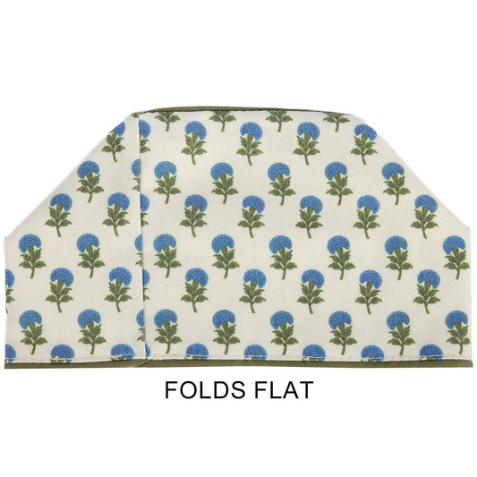 3Pcs Blue Flower Cotton Tissue Box Cover Hand Block Printed 5" x 5" x 5.5" Square Soft Reusable Floral Napkin Holder for Home Kitchen Dining Bathroom Office Cafe (Blue)