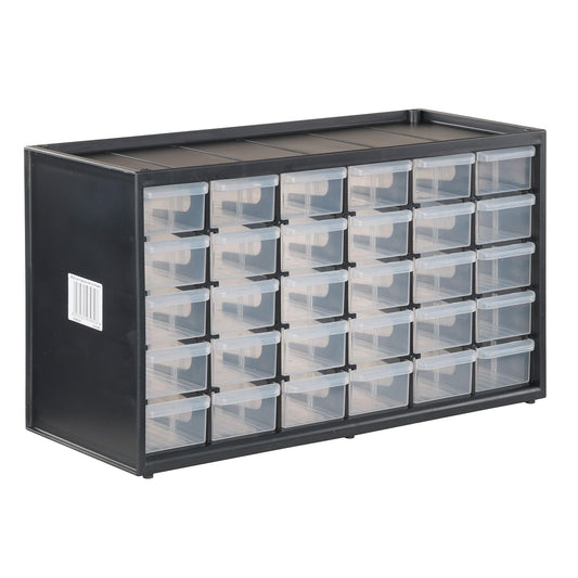 CRAFTSMAN Storage Organizer, 30 Small Drawer Modular Storage System, Easily Stackable, Plastic, Black, White (CMST40730)