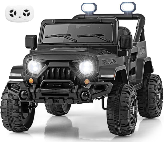 OLAKIDS Ride on Truck, 12V Battery Powered Electric Vehicle for Kids with Remote Control, Bluetooth, Power Display, LED Lights, Music Player, Ride on Toy for 3+ Boys Girls (Black)