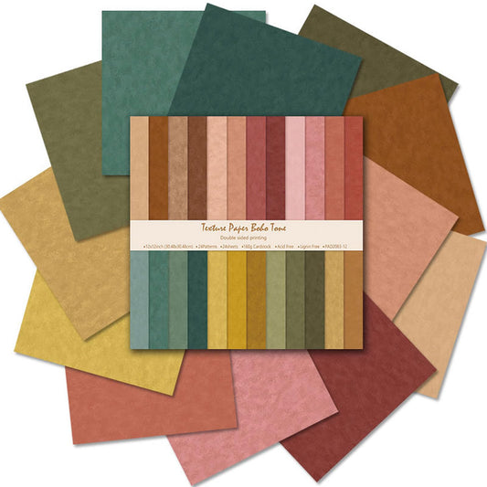 Scrapbook Paper 12x12 Brown, 24 Sheets/24 Designs Double-Sided Bohemian Patterned Craft Paper, Boho Tone Decorative Paper for Junk Journals Greeting Cards Photo Album Decoration (Boho Tone, 12x12 in)