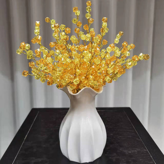 SWEXURY 16PCS Crystal Artificial Flowers Bouquets Handmade Acrylic Flower Branches Fake Beaded Baby Breath Floral Crafts for Wedding Party Home Decor