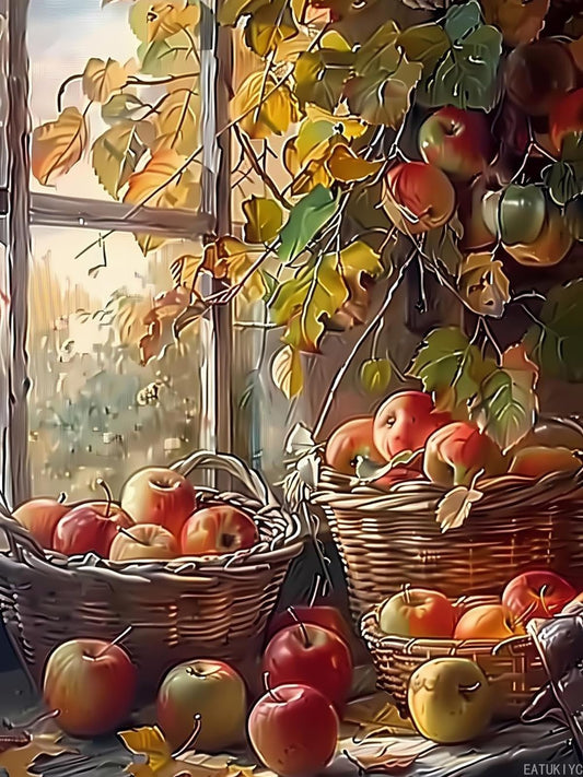 EATUKYIC Diamond Painting Kits for Adults Apples in The Baskets Diamond Art Kits for 5D Apple Gem Art Kits for Adult DIY Crafts Kits for Home Wall Decor Gifts 12x16 inch