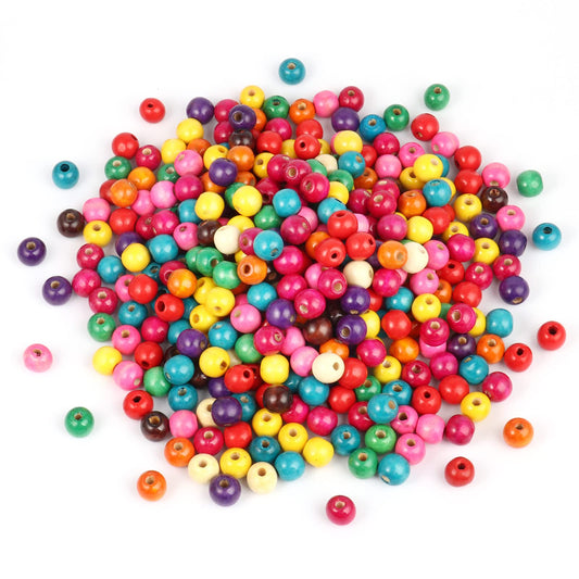 [400PCS] Colorful Wooden Beads, 16mm Large Round Paint Natural Wood Beads Loose Beads Wooden Spacer Beads Bulk for DIY Crafts Home Party Festival Decoration