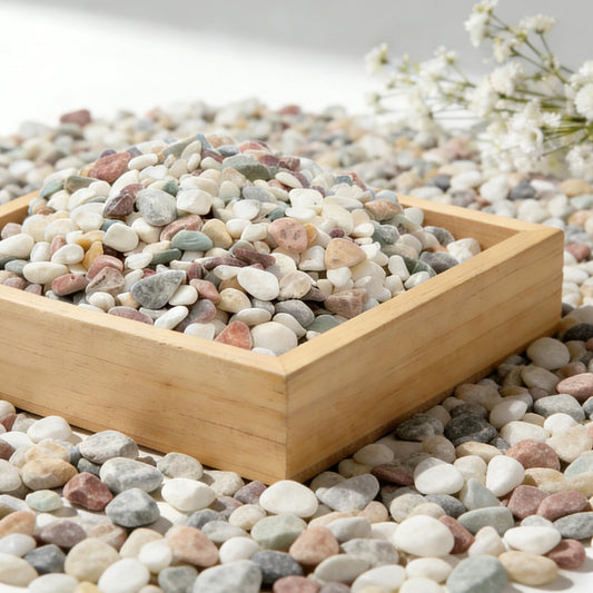 3/8 Inch Decorative Pebbles, River Rocks for Indoor Plants, Succulents, Planters, Vases, Fish Tank, Aquarium Gravel & Landscaping, Mixed Color, 3LB
