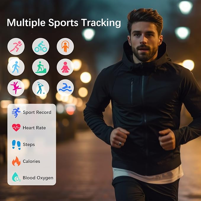 Smart Health Rings for Women Men, Fitness Tracker with Heart Rate, Blood Oxygen, HRV, Sleep Tracker, Step Tracker, No Subscription Fee, IP68 Waterproof Smart Ring for iphone & Android (Silver 6#)