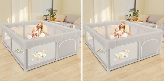 Besuhot Baby Playpen Baby Playard, Play Pen for Babies and Toddlers with Gate, 50x50 Fence, Sturdy Safety Playpen, Indoor & Outdoor Kids Activity Center (Pack of 2)