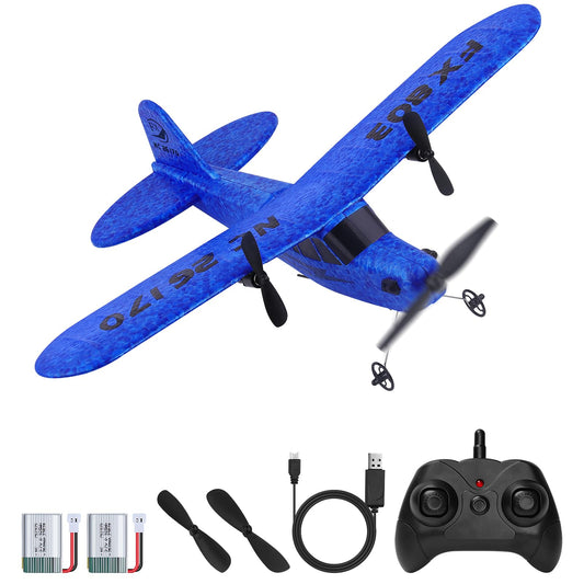 2CH RC Airplane Toys, RC Plane Ready to Fly, 2.4GHz Remote Control Airplane Easy to Fly RC Glider for Kids & Beginners (Blue)