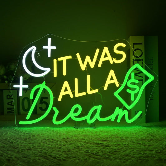 VVYXX It Was All a Dream Neon Sign Wall Decor Neon Light Bedroom Wall Decor Suitable for Classroom Book Party Library Decoration Reading Room Bookish Decor Gift