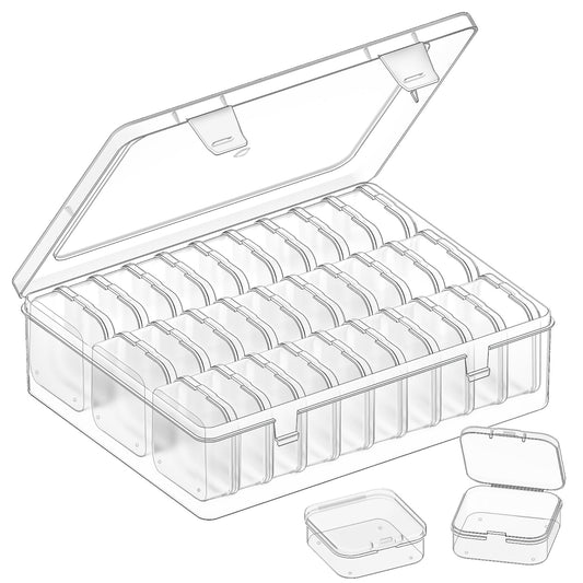 VANSUNS Bead Organizer Box, 31 Pcs Clear Plastic Storage Containers with Hinged Lids Mini Boxes for Jewelry Making, Crafts, DIY, Seed, Small Parts