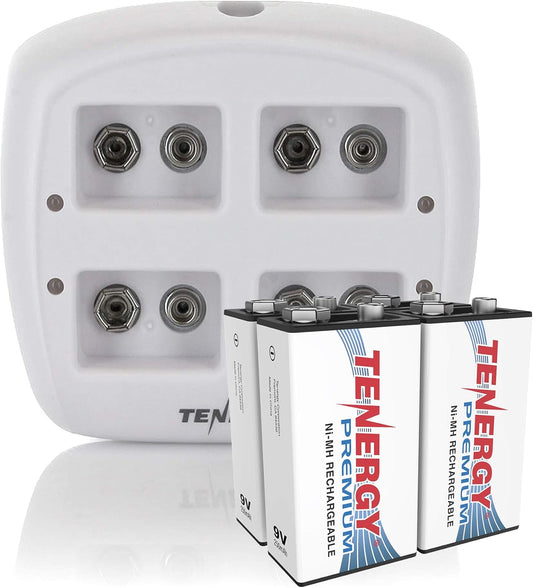TN136 4 9V 4 9V Tenergy Bay Smart Charger with Pieces Tenergy Premium NiMH Rechargeable Batteries