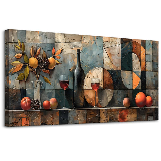 KELIYUAN Wall Art For Kitchen Wall Decor For Living Room Dining Room Decorations Wine Glass Wall Painting Still Life Abstract Pictures Artwork Ready To Hang bar Wall Posters Home Decor 20"x40"