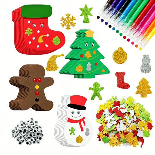 JULBEAR 260Pcs DIY Christmas Foam Crafts Kits for Kids Making Crafts Christmas Party Favors Christmas Foam Stickers Art Ornament Stickers Christmas Craft Decoration Party Supplies