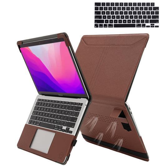 TYTX for MacBook Pro 14 Case - PU Leather with Stand & Vents for 2021-2025 Compatible with M5/M4/M3/M2/M1 Pro/Max | Fits A3426 A3427 A3434 A3112 A3185 A3401 A2918 A2992 A2779 A2442, Brown