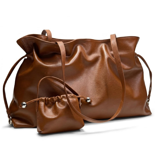 Women's Top Grain Leather Tote Bag Slouchy Hobo Work Purse Large Commuter Shoulder Bag Fits 14 Inch Laptop