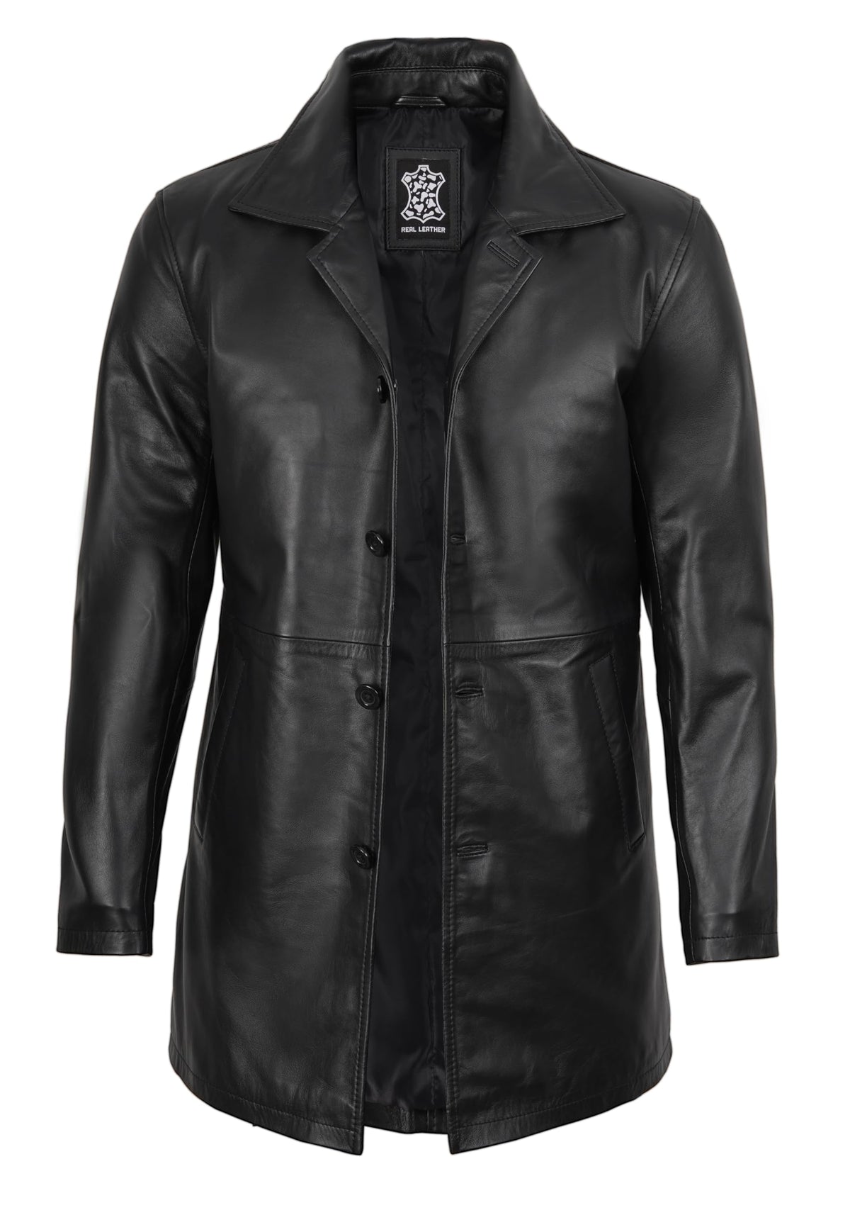 fjackets 3/4 Genuine Leather Jacket Men - black leather jacket for men | [1500042] Suprnatural Black, S