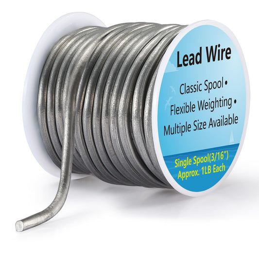 holama Lead Wire Solid Core Roll 1 Lb Spool — Soft High Density Lead Line for Fishing Sinkers, Drift & Dragging Weights, Fly Tying Crafting Material with 5/64", 1/8", 3/16", 1/4" Gauge Available