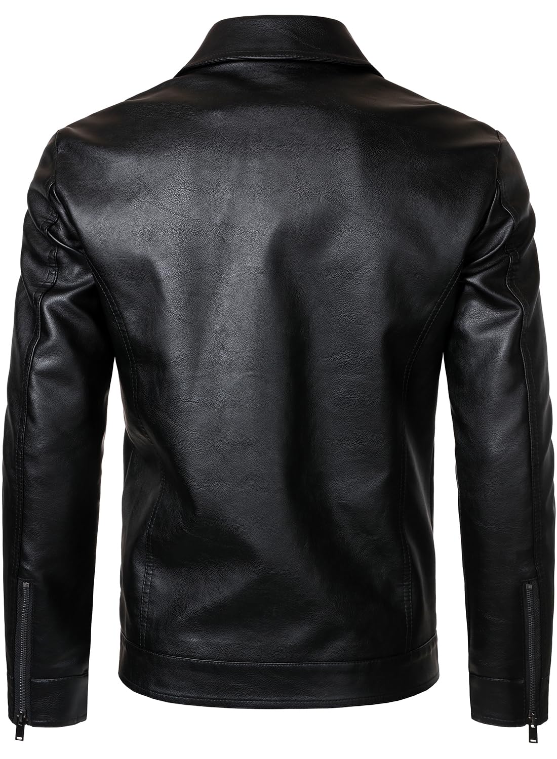 HOOD CREW Mens Leather Jacket Motorcycle Biker Jackets Casual Lightweight Faux Leather Outwear Black M