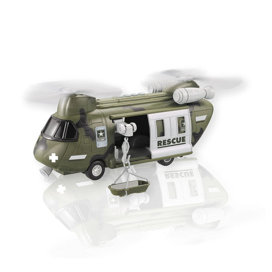 Lollipop United States Army Helicopter Toy, Military Rescue Copter w/Lights, Sound & Accessories, Soldier Transport Aircraft Model, 3+
