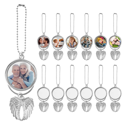 MGBISYI 12 PCS Double-Sided Metal Sublimation Keychain Blanks, DIY Sublimation Printing Blanks for Car Hanging Ornaments, Christmas Gift Craft Supplies, Sublimation Ornament Blanks