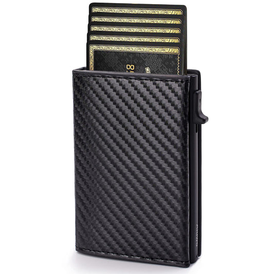 Aiuwo Wallet for Mens Wallet Card Holder,Smart,RFID Blocking,Slim Wallet for Front Pocket-8-12 Card Capacity (Pu Leather, Carbon Fiber)