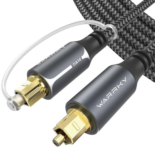 15ft 4.5m Warrky Optical Audio Cable, / Optical Cable for Soundbar [Nylon Braided, Slim Metal Case, Gold-Plated Plug]