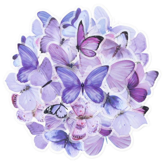 Imeepa Transparent Stickers 40Pcs Purple Butterfly Stickers, PET Vintage Butterfly Decorative Decals for Scrapbook Crafts DIY Arts Bullet Journals Junk Journal Planners Phone Cases