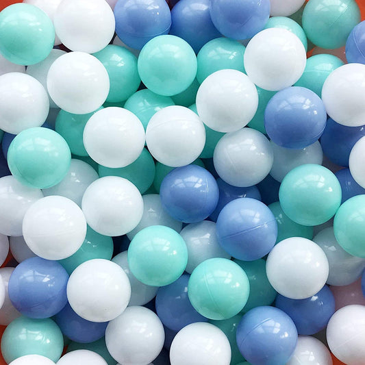 MoonxHome Ball Pit Balls for Toddlers & Dogs, BPA Free Crush Proof Plastic Toy Balls for Ball Pit, Children's Pool Water Toys, Ocean Balls for Play Tent 2.15 Inch Pack of 200 White&Green&Blue