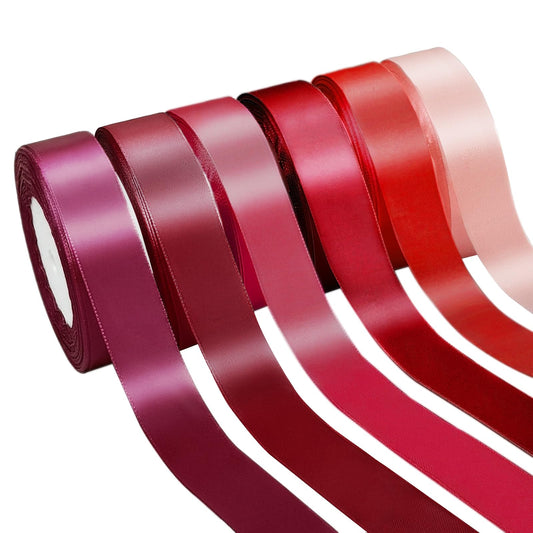 PURREITTI 150 Yards Red Satin Ribbon 1 Inch 6 Rolls Assortment Ribbons for Crafts Gift Wrapping Flower Bouquet Wedding Invitations Birthday Party Festival Decoration Hair Bows