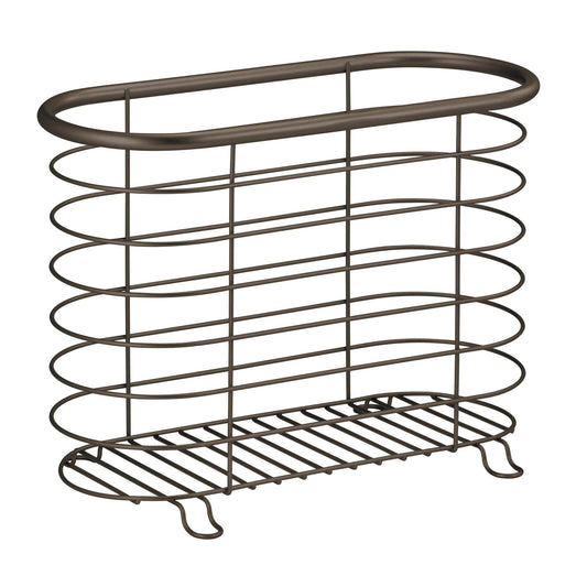mDesign Newspaper and Magazine Rack for Bathroom, Office, Den - Bronze