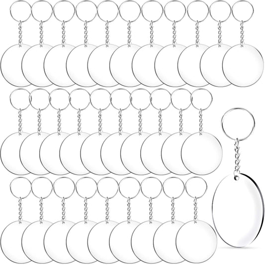 Duufin 108 Pieces Acrylic Keychain Blanks with Key Chain Rings 2 Inch Round Clear Acrylic Blanks for Keychain DIY Projects and Crafts